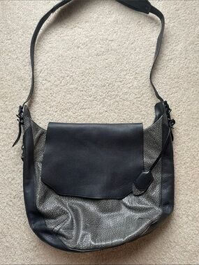 rag & bone Two-Tone Black and Gray Leather Crossbody Bag.
